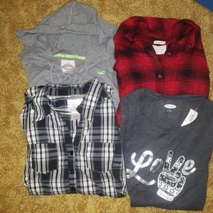 2-Flannel L/S & Plaid 3/4 S.Collar Shirt
